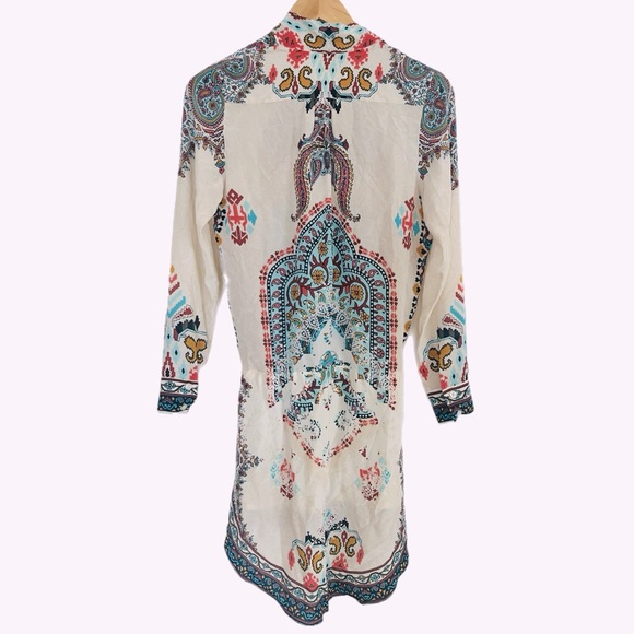 NWOT Rococo Sand Paisley Carpet Tunic Dress 100% Silk with Beaded Detail Size XS - Picture 9 of 12